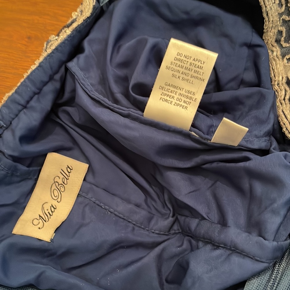 Gorgeous Blue Beaded Formal Evening Gown by Mia Bella. Size M. Never worn, New! - Picture 12 of 13